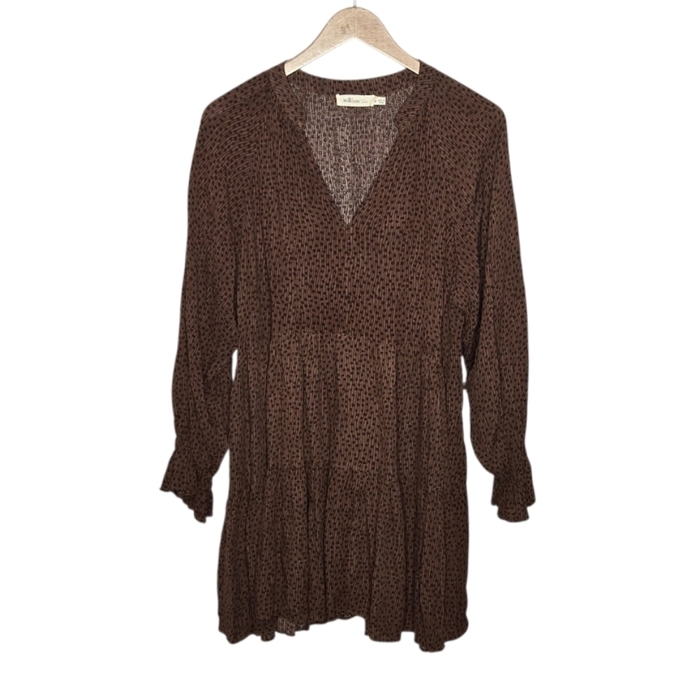 Millibon Animal Print Tier Ruffled Dress